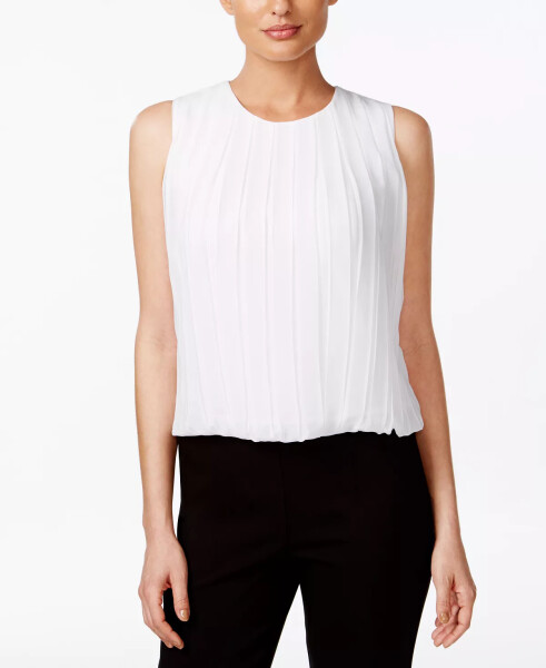 Sleeveless Pleated Blouse White - 1