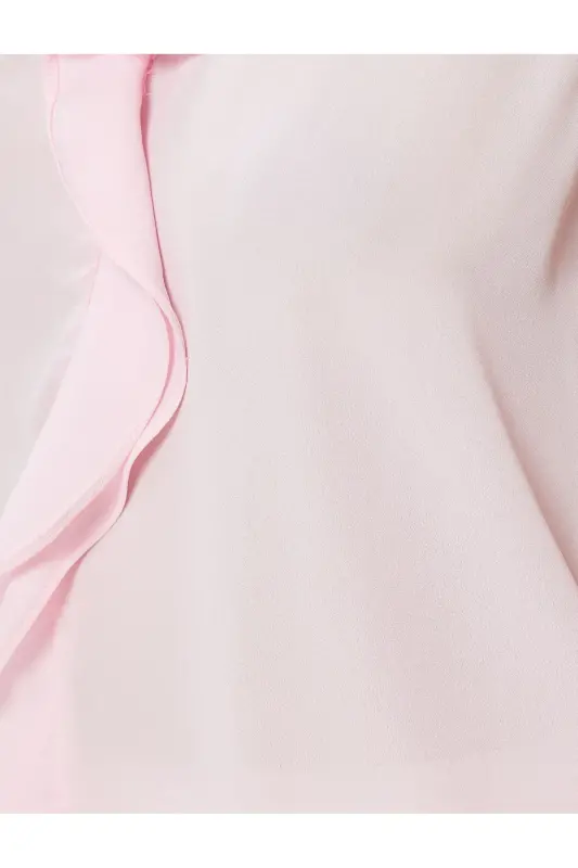 Sleeveless Ruffled Chiffon Blouse V-Neck-Rose - 6