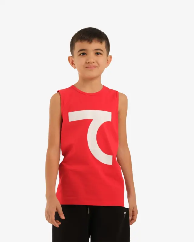 Sleeveless T-shirt - RED AND WHITE - 1