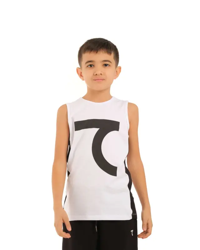 Sleeveless T-shirt - WHITE-BLACK - 3