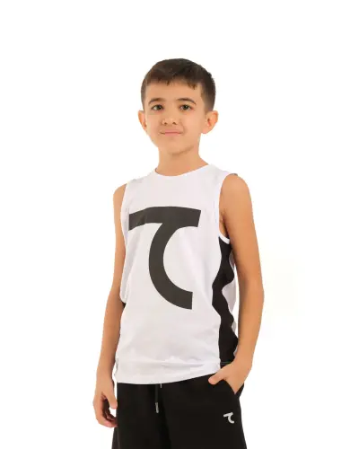 Sleeveless T-shirt - WHITE-BLACK 