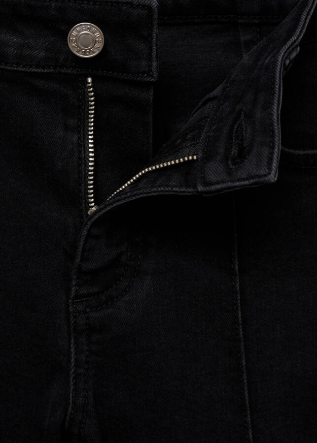 Slim capri jeans with decorative stitching - Black denim - 5