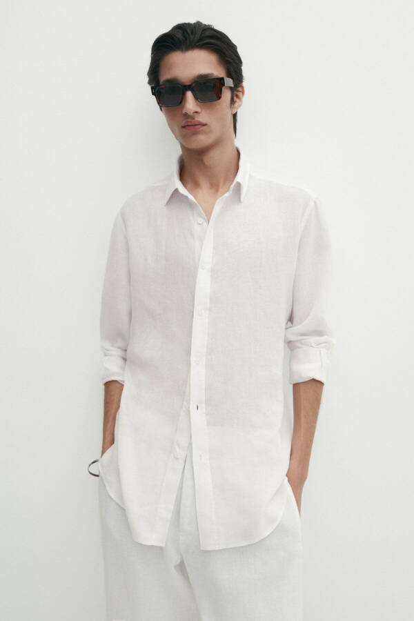 Slim Fit 100% Linen Shirt - 2