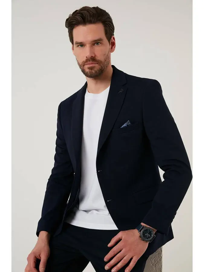 Slim Fit 6 Drop Double Vent Blazer Jacket BASELNA - 1