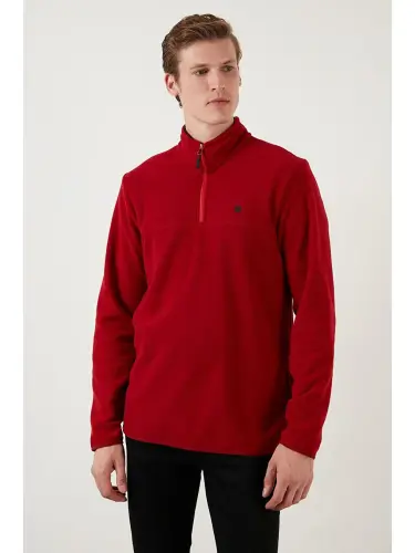 Slim Fit Anti-Pilling Бато Воротник Зимний Мужской Флисовый Свитшот с Начесом 5906001-Бордо - 1