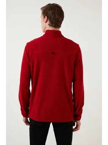 Slim Fit Anti-Pilling Бато Воротник Зимний Мужской Флисовый Свитшот с Начесом 5906001-Бордо - 5