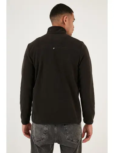 Antrasit Slim Fit Anti-Pilling Bato Yaka Kışlık Şardonlu Erkek Polar Sweatshirt 5906001-Antrasit - 6