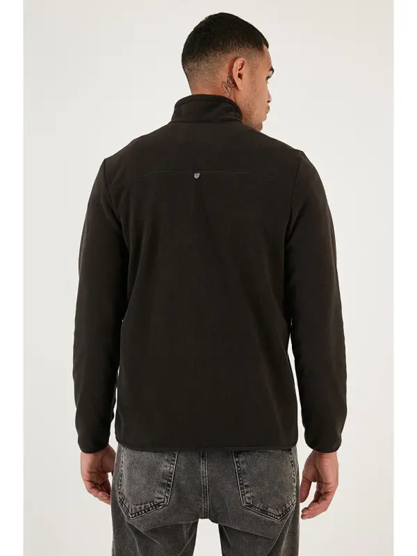 Antrasit Slim Fit Anti-Pilling Bato Yaka Kışlık Şardonlu Erkek Polar Sweatshirt 5906001-Antrasit - 6