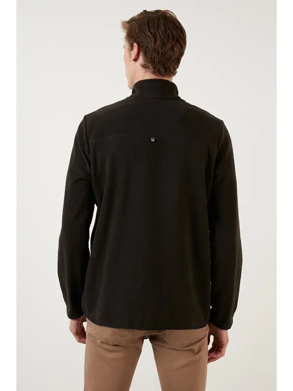 Slim Fit Anti-Pilling Bato Yoqa Qishki Shardonli Erkak Polar Sweatshirt 5906001-Antrasit - 5