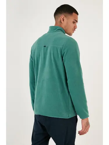 Slim Fit Anti-Pilling Tuklanishga qarshi Bato Yoqali Qishki Shardonli Polar 5906001-Yashil - 6