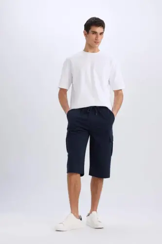 Slim Fit Asosiy Kapri Shorti, To'q Ko'k - 1