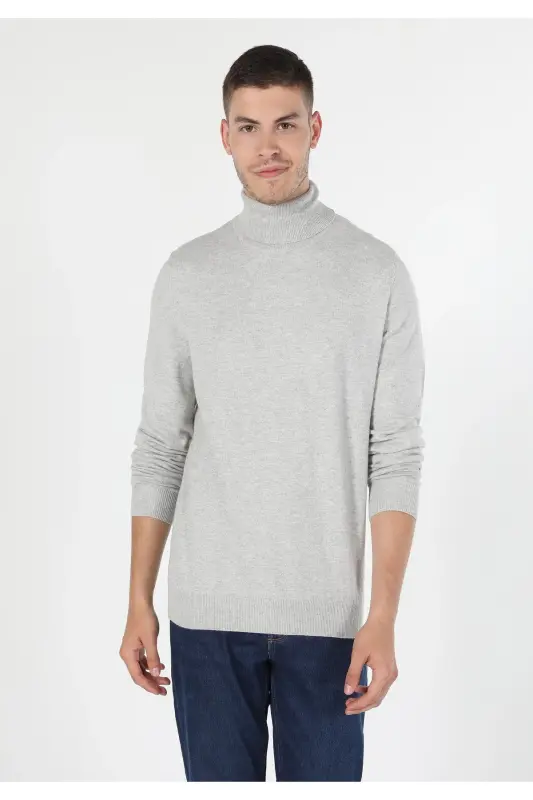 Slim Fit Balikchi Erkak Kulrang Tosh Kazak Cl1023624-q1.v2_STM - COLIN'S