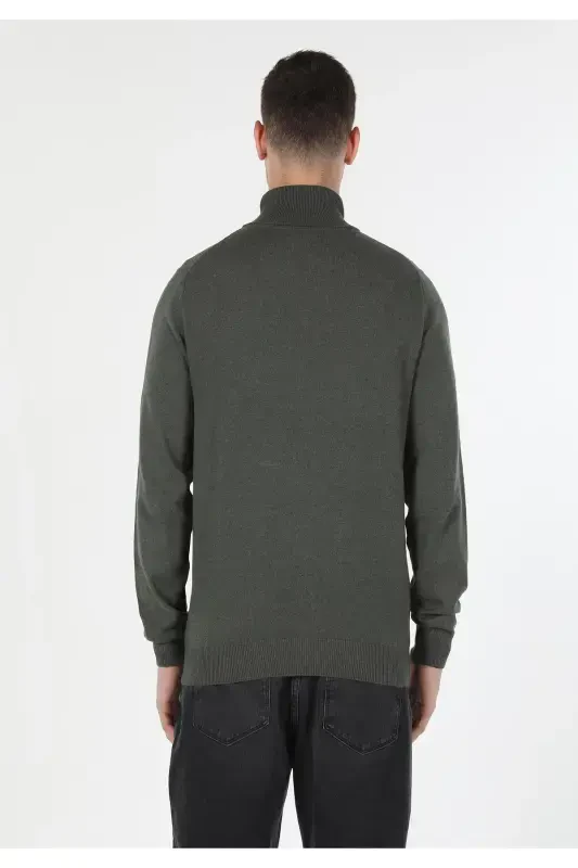 Slim Fit Balikci Erkak Haki Kazak-q1.v2_KHA - 2