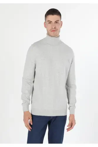 Slim Fit Balikci Erkek Gri Taş Kazak Cl1023624-q1.v2_STM - 3