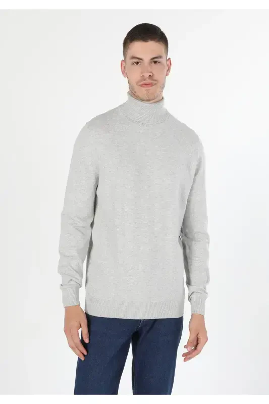 Slim Fit Balikci Erkek Gri Taş Kazak Cl1023624-q1.v2_STM - 3