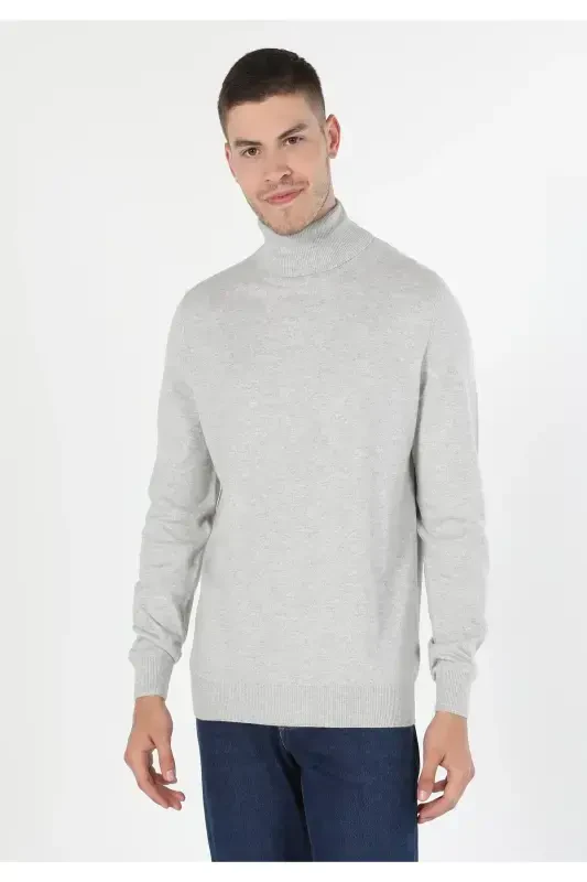 Slim Fit Balikci Erkek Gri Taş Kazak Cl1023624-q1.v2_STM - 4