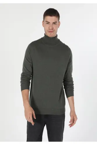 Slim Fit Balikci Erkek Haki Kazak-q1.v2_KHA - 1