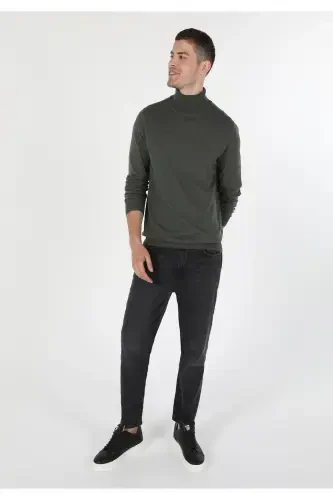 Slim Fit Balikci Erkek Haki Kazak-q1.v2_KHA - 3