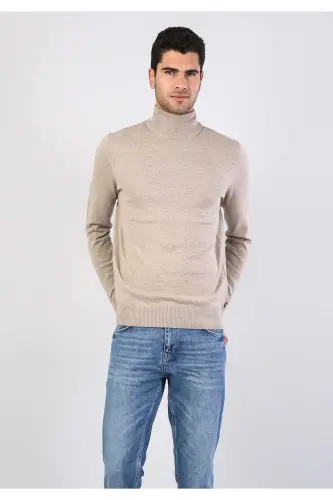 Slim Fit Baliqchi Erkaklar Bej Ko'ylagi - 4