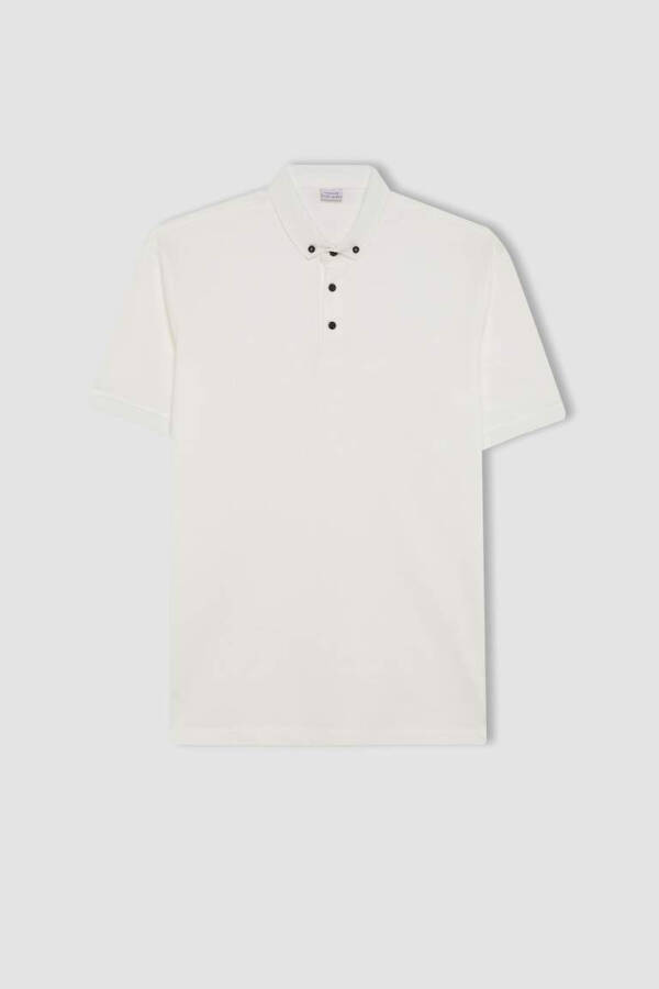 Slim Fit Basic Kısa Kollu Polo Tişört Kirli Beyaz - 10