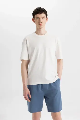 Slim Fit Basic Mavi Şort - 1