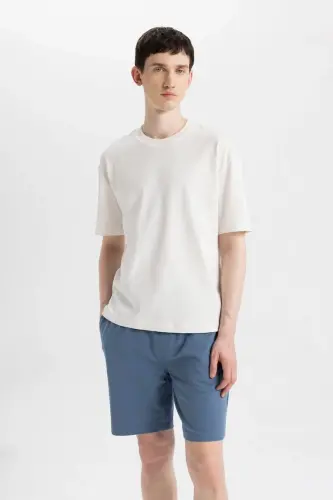 Slim Fit Basic Mavi Şort - 3