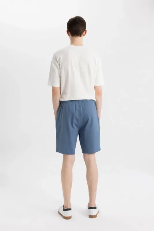 Slim Fit Basic Mavi Şort - 5