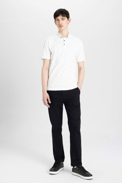 Slim Fit Basic Qisqa Yengli Polo Ko'ylak Fil Suvi - 5