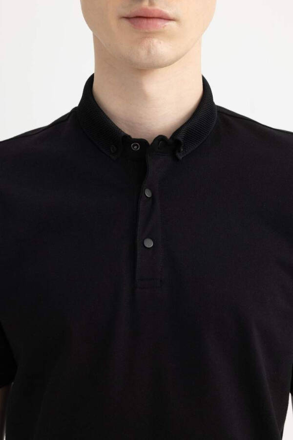 Slim Fit Basic Short Sleeve Polo Shirt Black - 8