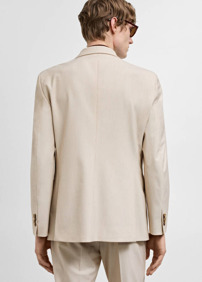 Slim fit, beige blazer jacket made of comfortable stretch fabric. - 2