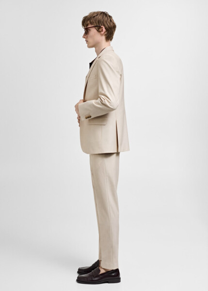 Slim fit, beige blazer jacket made of comfortable stretch fabric. - 8