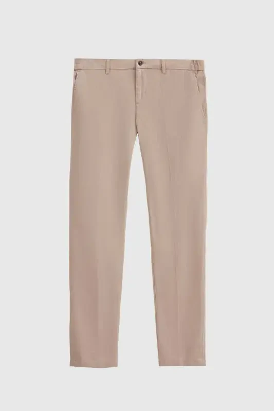 Slim Fit Beige Tencel™-Cotton Blend Lycra Chino Pants - 6