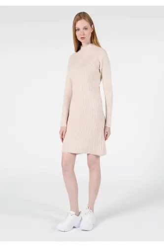 Slim Fit bej rangli ayollar ko'ylagi Cl1051553 - 4