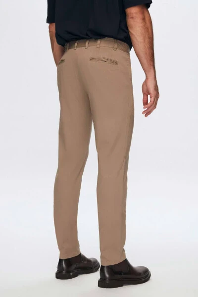 Slim Fit bej rangli zirhli Chino shimlari - 3
