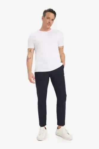 Slim Fit Dar Kesim Bisiklet Yaka Modal Karışımlı Pamuklu Basic Düz Kısa Kollu Tişört-Beyaz - DEFACTO (1)
