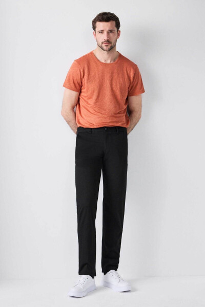 Slim Fit Black Chino Pants with Elastic Side Waistband, Stretch Lycra and Side Pockets - 20