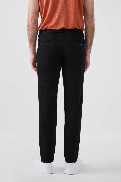 Slim Fit Black Chino Pants with Elastic Side Waistband, Stretch Lycra and Side Pockets - 22