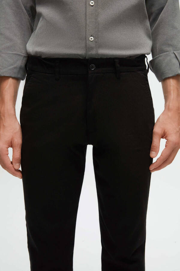 Slim Fit Black Chino Pants with Elastic Side Waistband, Stretch Lycra and Side Pockets - 15