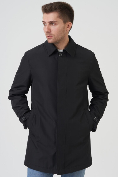 Slim Fit Black Coat - 7