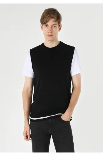 Slim Fit Black Men's Knit Sweater - 4