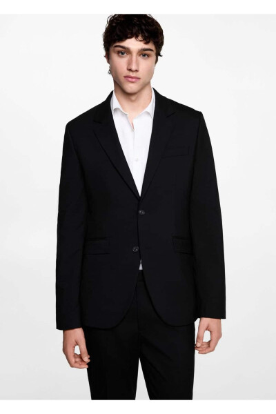 Slim Fit Blazer Ceket-Siyah 