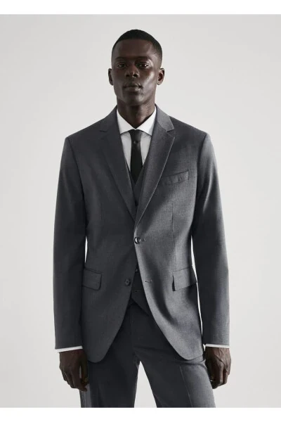 Slim Fit Blazer Jacket In Stretch Fabric - MANGO MAN