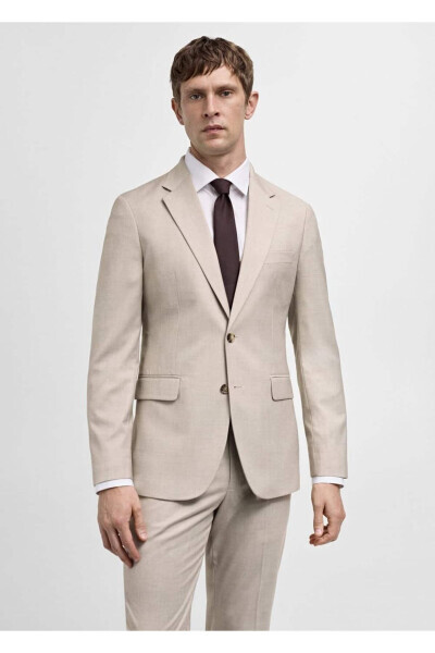 Slim fit blazer jacket with stretch - MANGO MAN