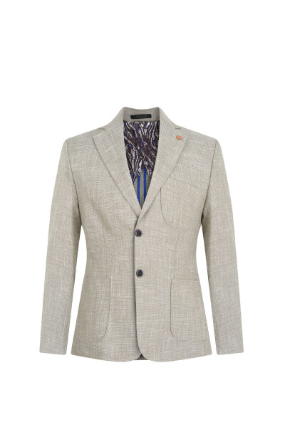 Slim Fit Blazer Single Jacket 7145-4 Cream - 1