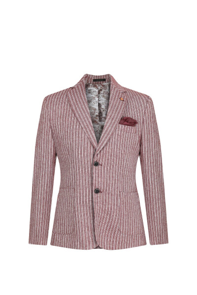 Slim Fit Blazer Single Jacket 7147-2 Burgundy - 1