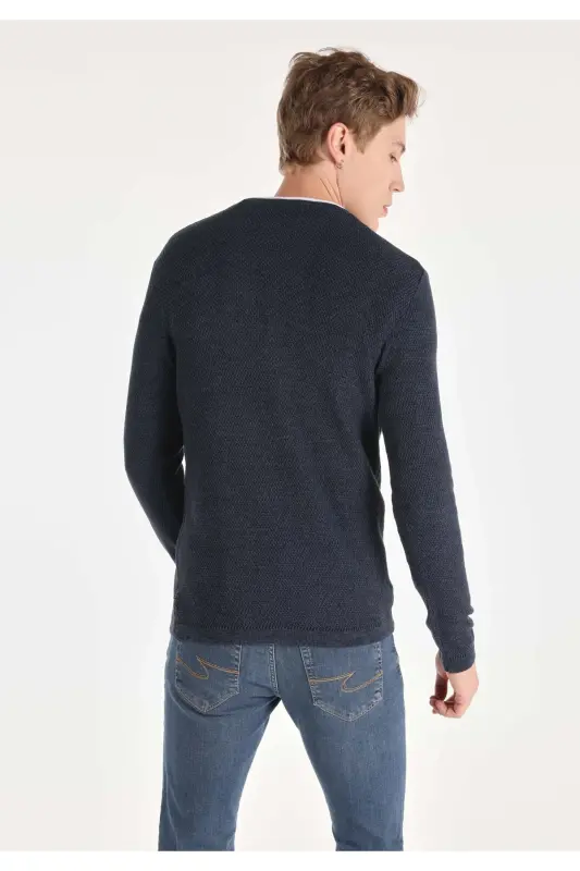 Slim Fit Blue Men's Sweater - 2