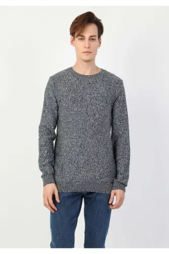 Slim Fit Blue Men's Sweater - 4