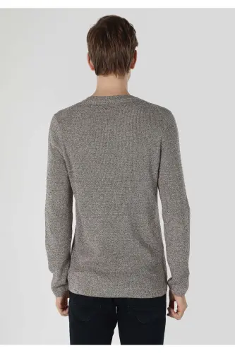 Slim Fit Brown Men's Knit Sweater - COLIN'S (1)