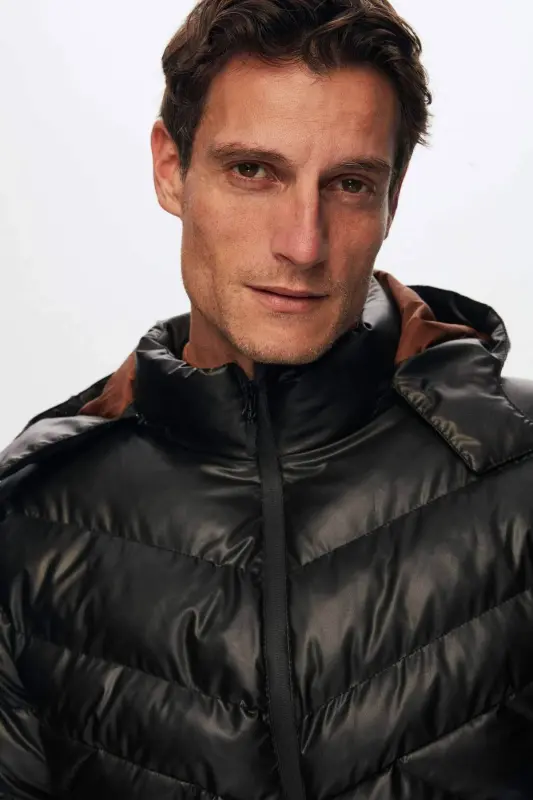 Slim Fit Brown Windproof Water Repellent Winter Coat-Brown - 3