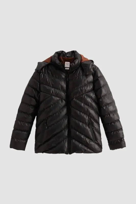 Slim Fit Brown Windproof Water Repellent Winter Coat-Brown - 5